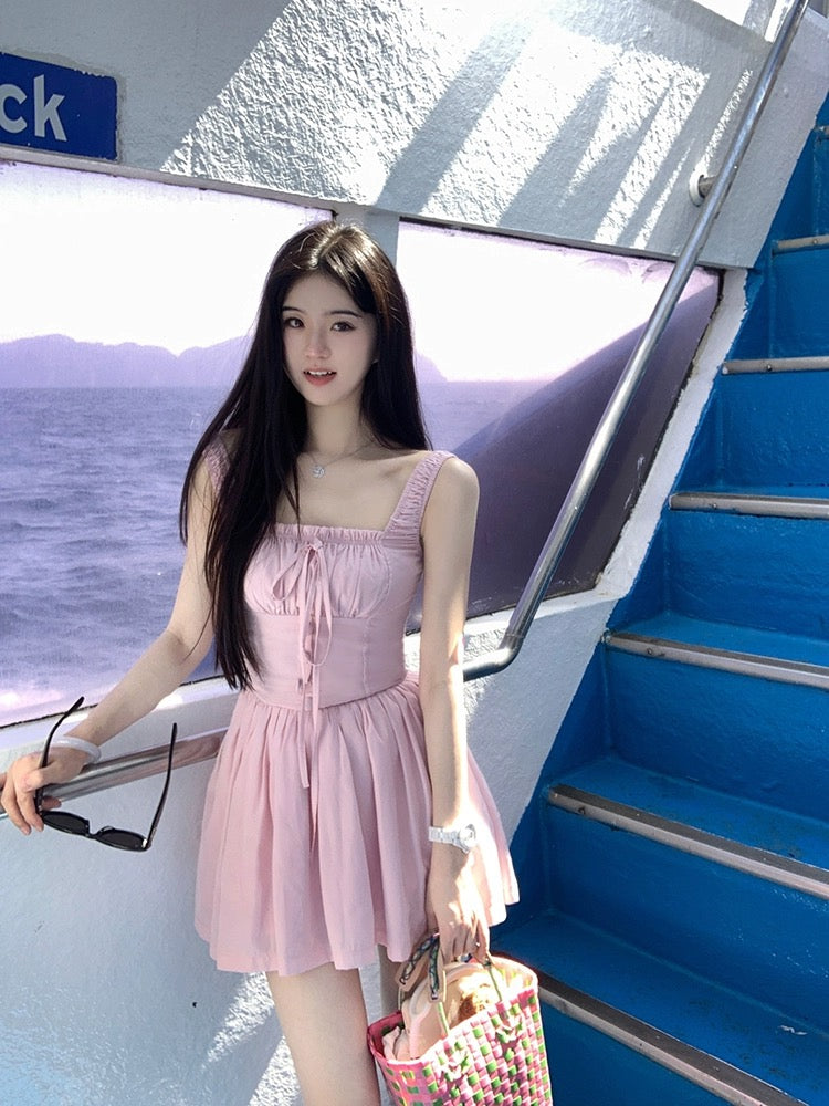 famouswang2024 early spring new resort style first love spring cherry blossom pink temperament dress for women