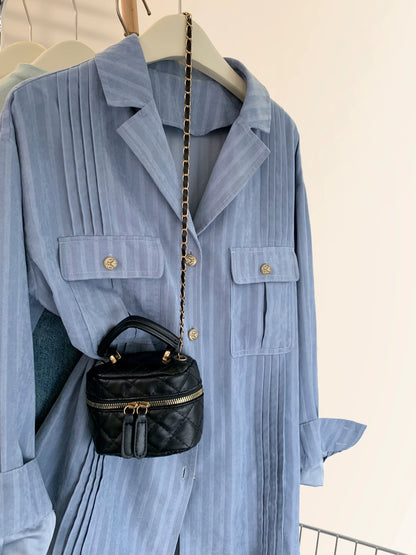 French striped shirt women's early spring spring 2025 new hot style design niche shirt jacket top spring and autumn
