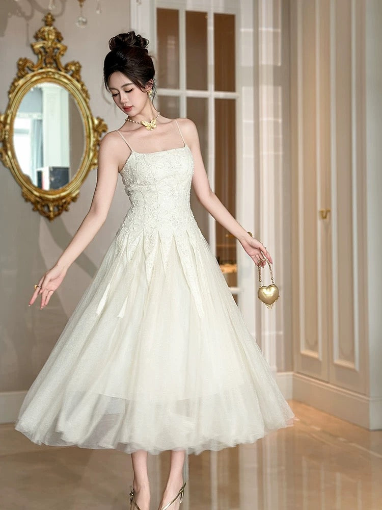 High-end temperament tube top suspender dress female summer 2025 new lace splicing elegant rich style dress long skirt