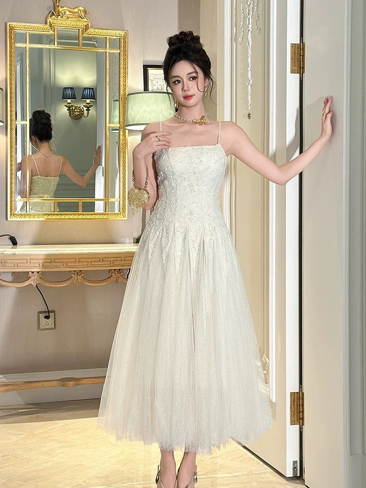High-end temperament tube top suspender dress female summer 2025 new lace splicing elegant rich style dress long skirt
