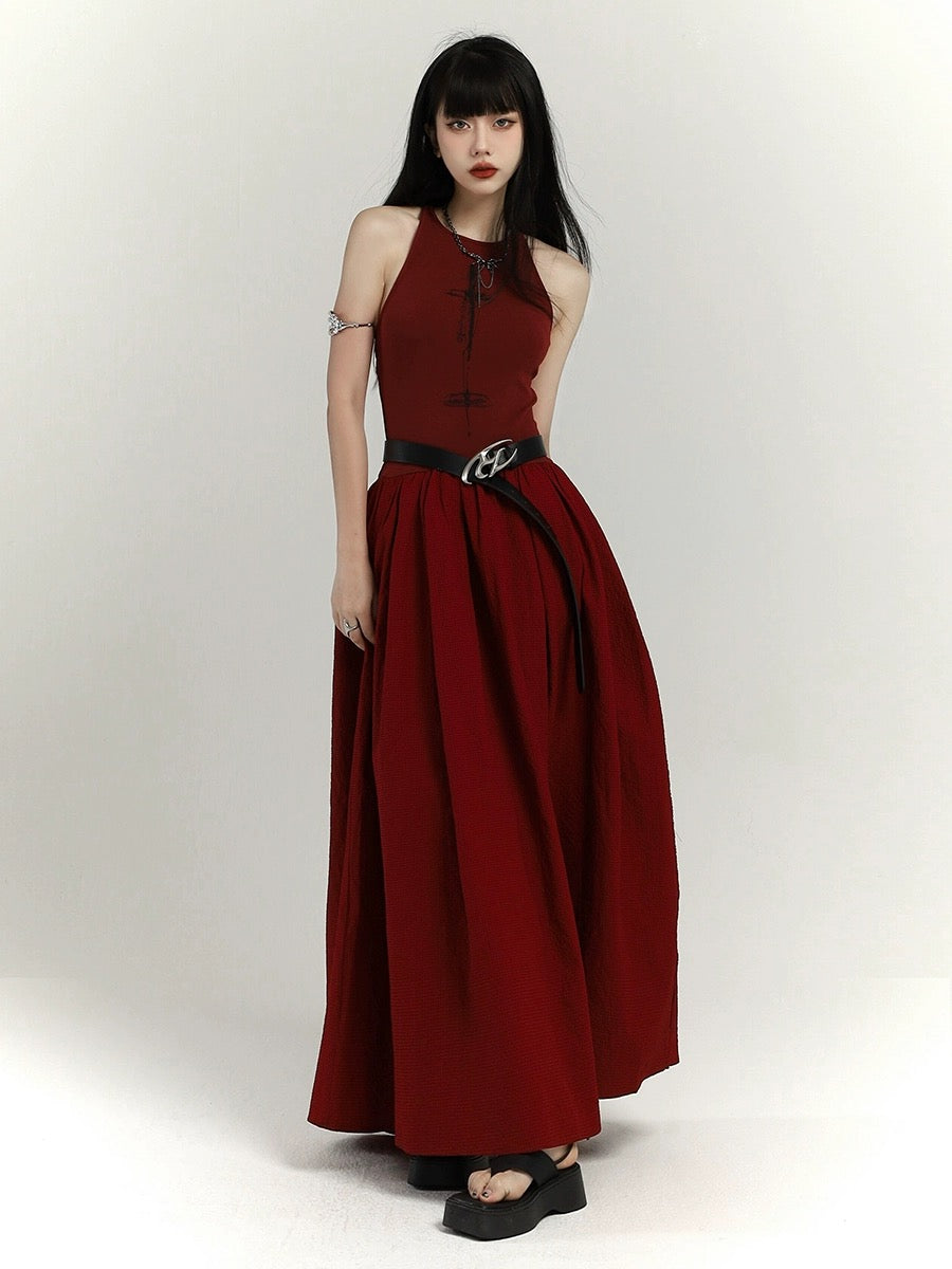 strapless open back dress Ghost Girl New Chinese Style Women's Red Dress Irregular Suspender Ski –  Lee Nhi Boutique