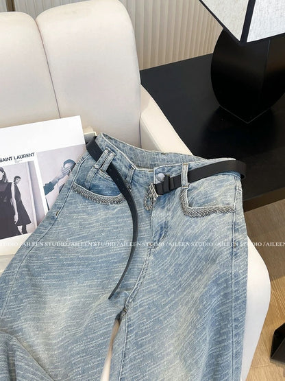 Jeans women 2025 summer new design niche European style temperament versatile slim straight loose pants