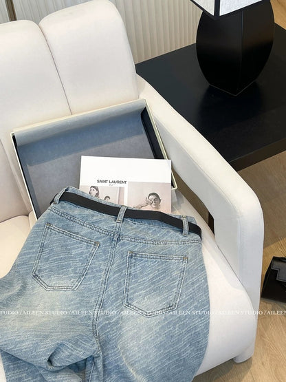 Jeans women 2025 summer new design niche European style temperament versatile slim straight loose pants