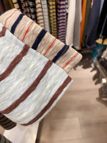 [Real-life shot from Xiao Ai's shop] American vintage-style loose-fit striped long-sleeve crew-neck T-shirt with a cute cat print.