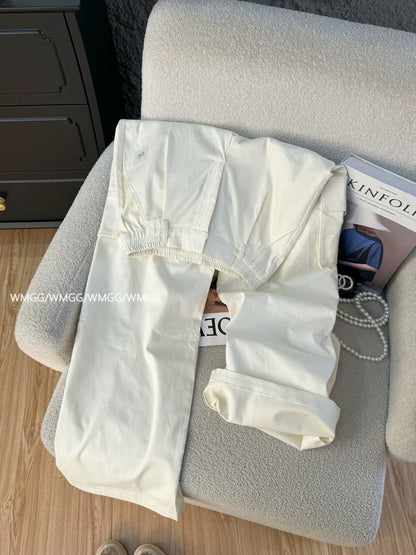 The hottest pants for women in 2025, summer thin lazy style alo big pocket small white overalls