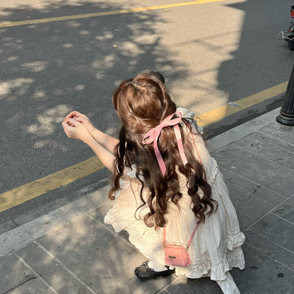 DOLL Original [Pure Love Song] Xiaofei Sleeve Dress Women's Summer New Style Slim Skirt with Fungus Trimming