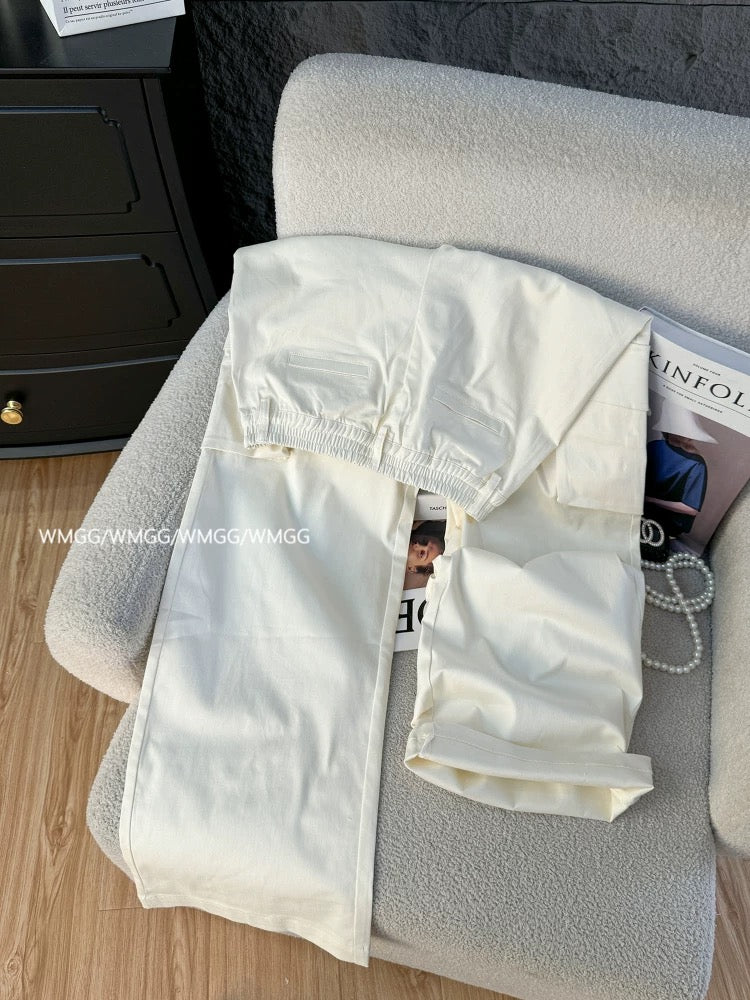 The hottest pants for women in 2025, summer thin lazy style alo big pocket small white overalls