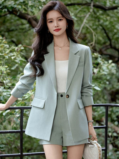 2024 new spring and autumn suit jacket, women's shorts suit, casual temperament, professional suit, high-end, capable and fashionable