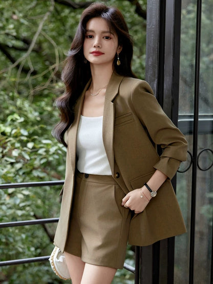 2024 new spring and autumn suit jacket, women's shorts suit, casual temperament, professional suit, high-end, capable and fashionable