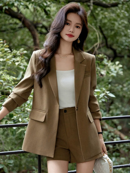 2024 new spring and autumn suit jacket, women's shorts suit, casual temperament, professional suit, high-end, capable and fashionable