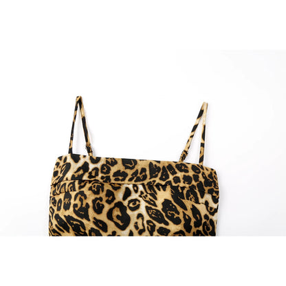 CHENJIAZHEN American design temperament sexy leopard print suspender skirt fashion suit skirt female summer