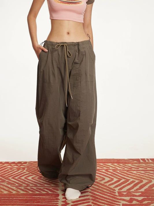 Ariseism American retro hottie loose low-waist overalls women's spring and autumn 2024 new casual paratrooper pants
