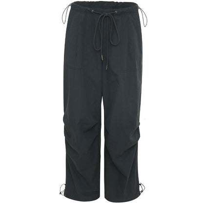 Ariseism American retro hottie loose low-waist overalls women's spring and autumn 2024 new casual paratrooper pants