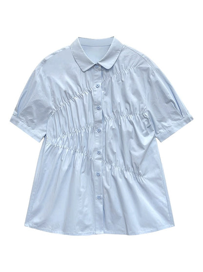 Lu Xiao Tuantuan niche design shirt short-sleeved 2024 spring and summer new Korean style versatile tea style tops for women