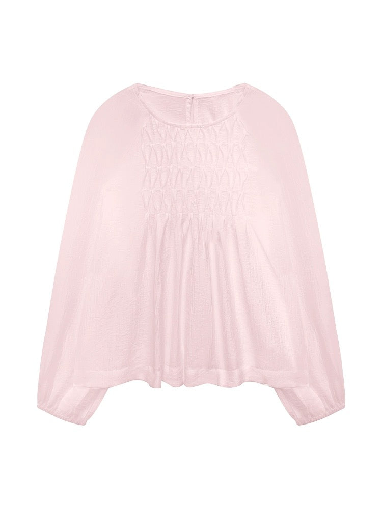 Lu Xiao Tuantuan pleated baby shirt 2024 spring and summer new style salt style sweet style chic slimming top shirt