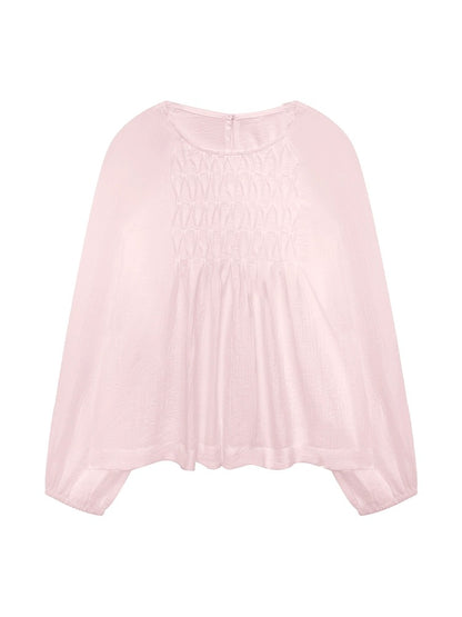 Lu Xiao Tuantuan pleated baby shirt 2024 spring and summer new style salt style sweet style chic slimming top shirt