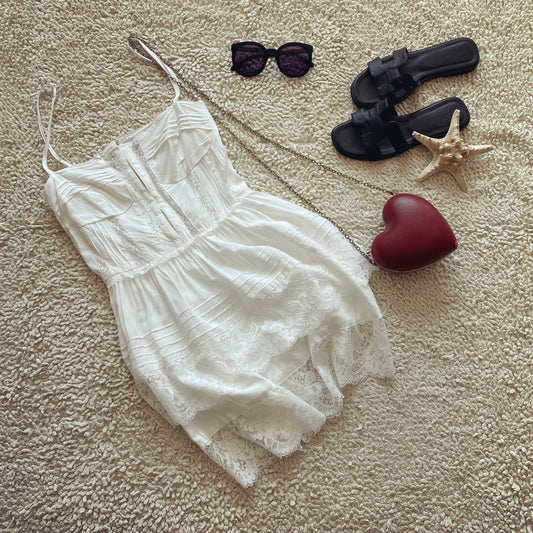 European and American style romantic lace pleated splicing suspender dress short skirt for women