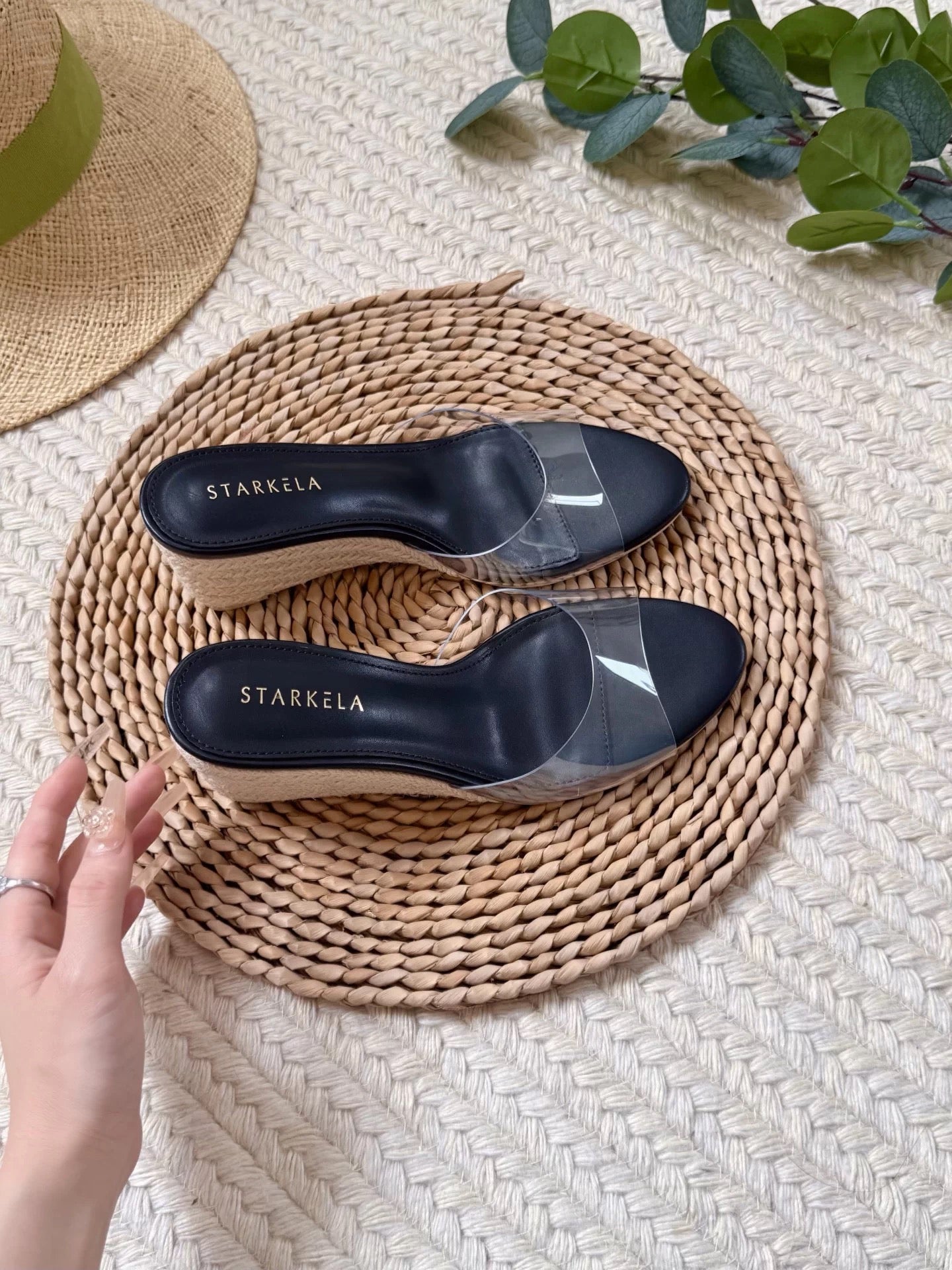 Women's Wedge Slide Sandals (2026 Summer New Arrival): Platform Style with Jute-Wrapped Thick Sole, Transparent Open-Toe Design, and High-Heeled Single-Strap Construction—Suitable for Outdoor Wear.