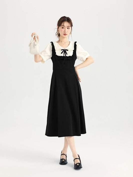 Love Rose Large Size Fat mm Shirt Fake Two-piece Dress Summer Women's 2024 New French Doll Collar Skirt