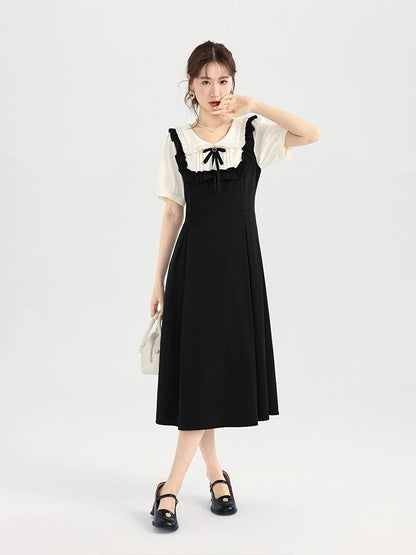 Love Rose Large Size Fat mm Shirt Fake Two-piece Dress Summer Women's 2024 New French Doll Collar Skirt