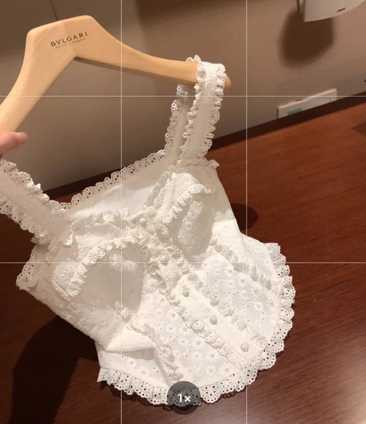 "Gentle as Heart" Heavy Industry Series Lace Slim Suspender Top Multi-layer Mesh Skirt