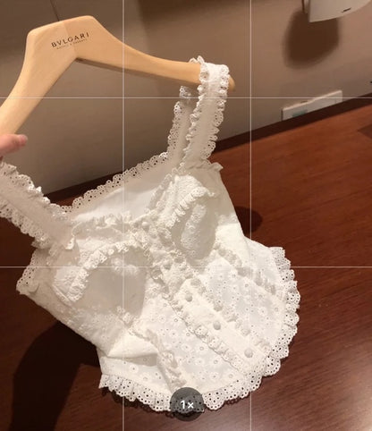 "Gentle as Heart" Heavy Industry Series Lace Slim Suspender Top Multi-layer Mesh Skirt