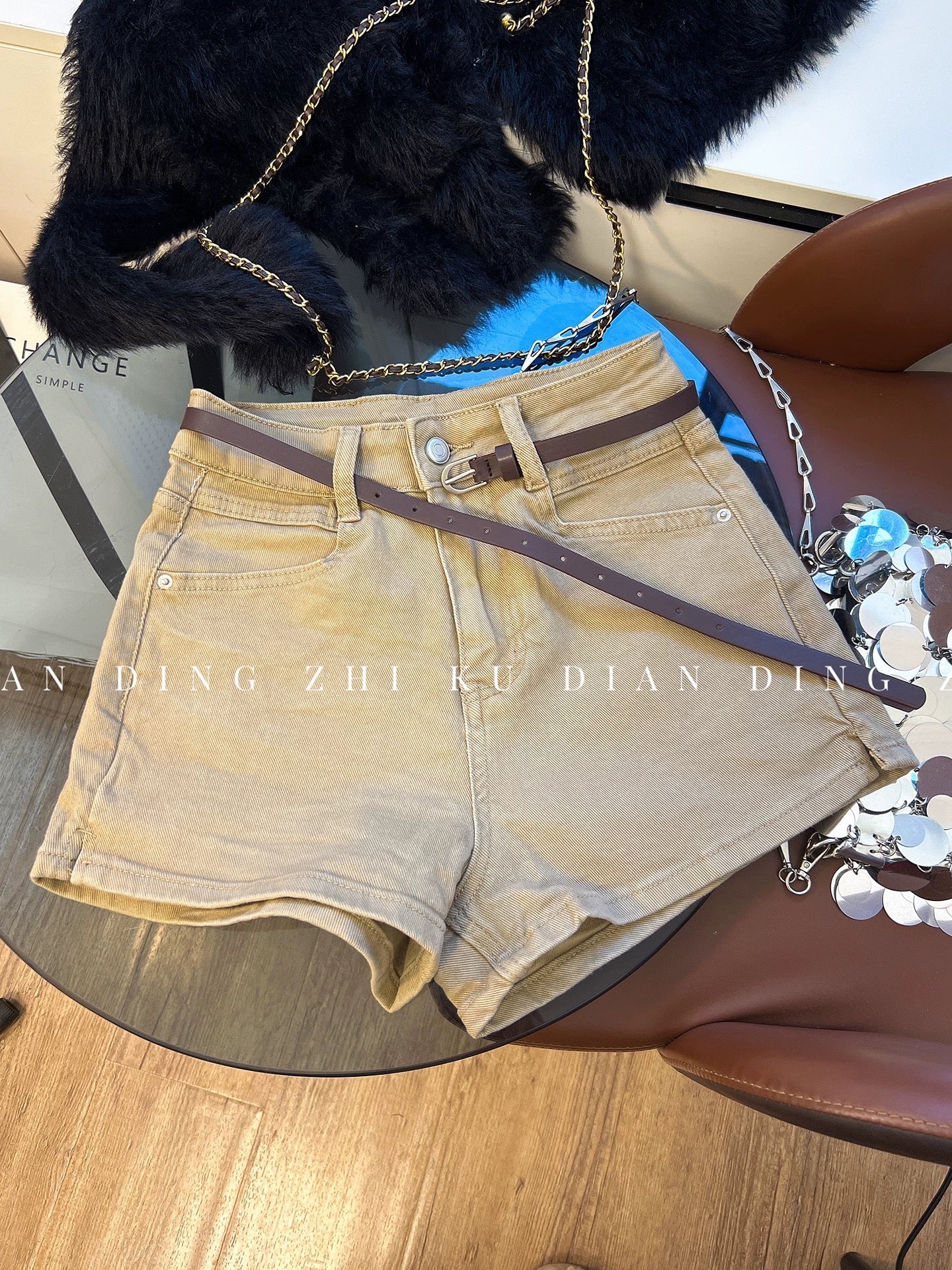 Stylish Khaki Denim Shorts for Women - Summer Retro Hot Girl High Waist Slim Fit A-line Hot Pants Trendy Korean Style