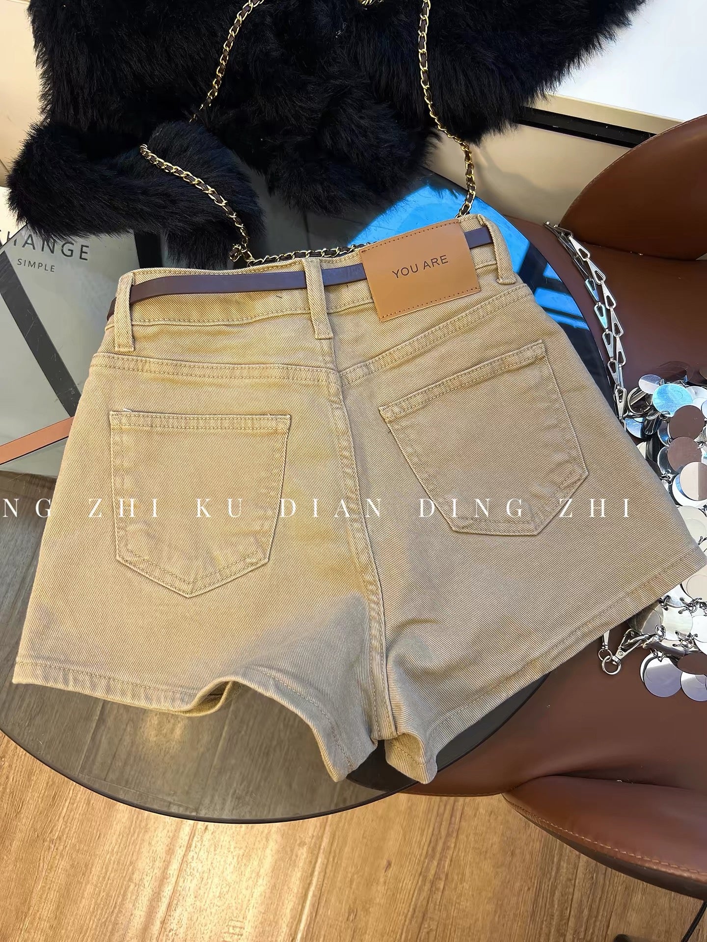 Stylish Khaki Denim Shorts for Women - Summer Retro Hot Girl High Waist Slim Fit A-line Hot Pants Trendy Korean Style
