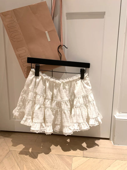 Ballet girl is so beautiful! Lace splicing white cake skirt female spring age-reducing skirt