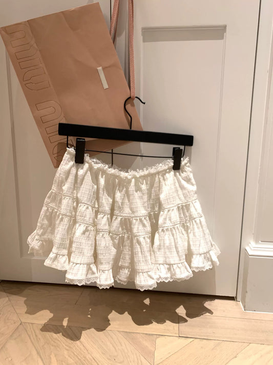 Ballet girl is so beautiful! Lace splicing white cake skirt female spring age-reducing skirt