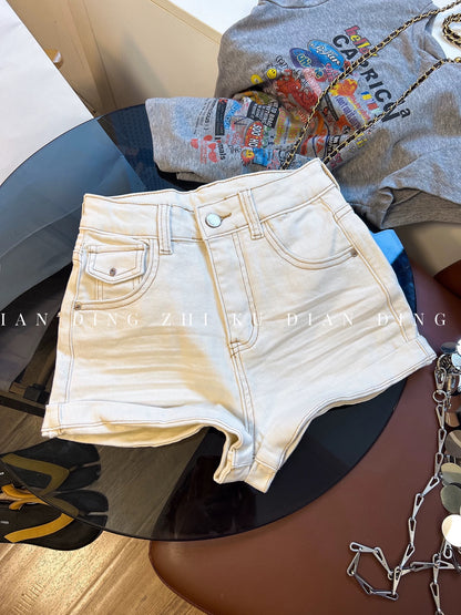 High-quality denim shorts for women, 2026 Spring/Summer new style, hot girl high-waisted slim fit, versatile design, rolled-up hem hot pants