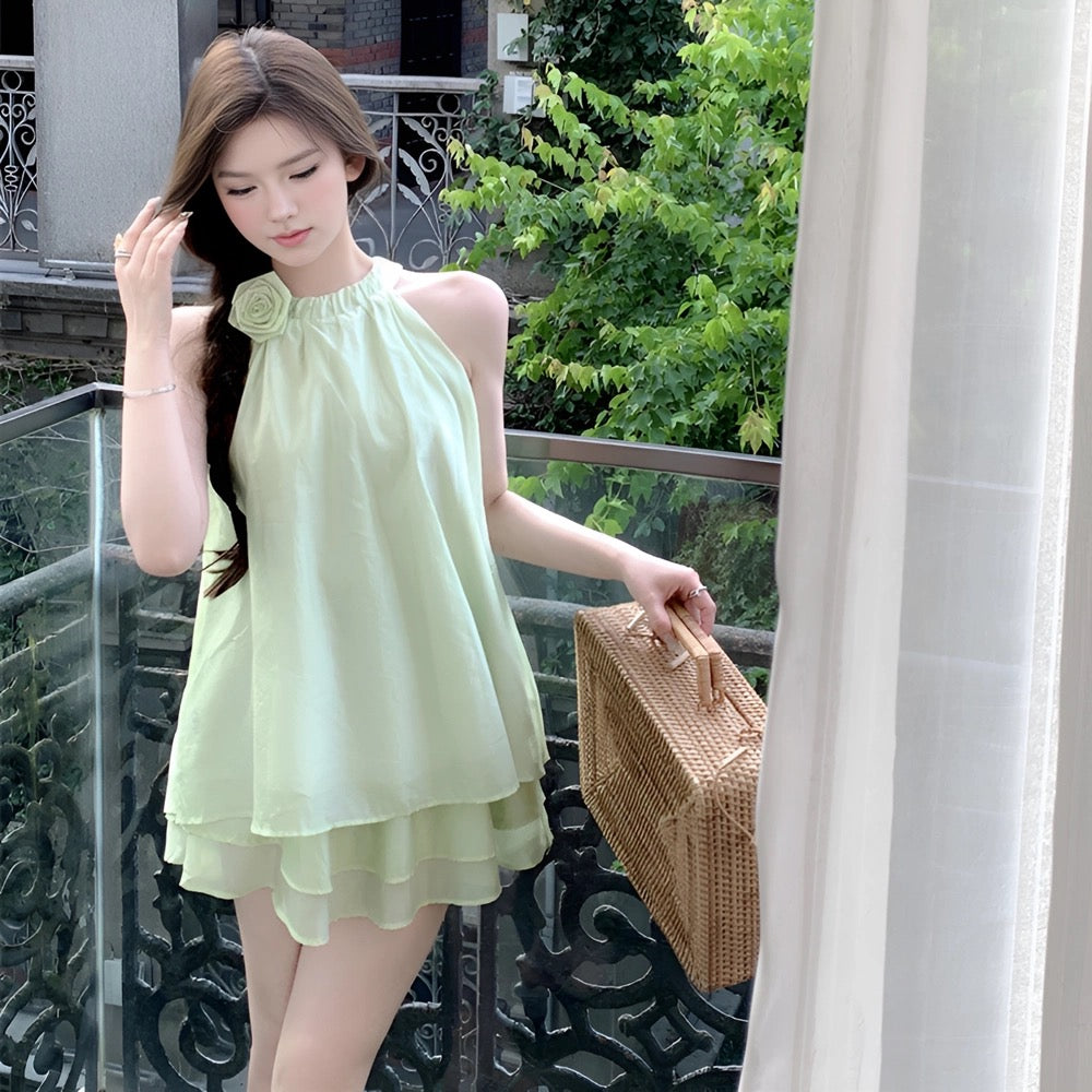 SKIRT "Cardamom Rose" French-style halterneck shirt slimming pants and skirt two-piece suit for women