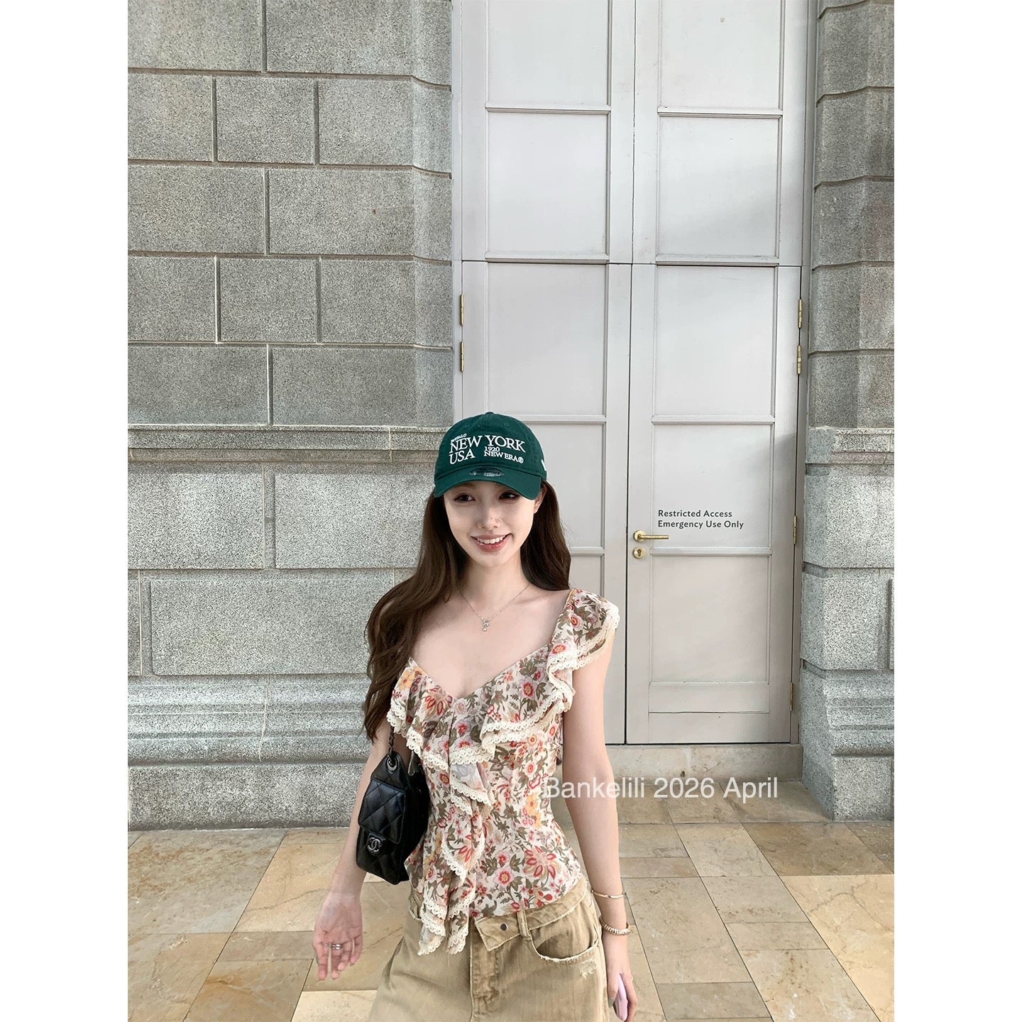 Bankelili Chestnut Cocoa 'Flower Banquet Girl' Pure and Delicate Wave Neck Beaded Camisole Top for Women, Slim Fit