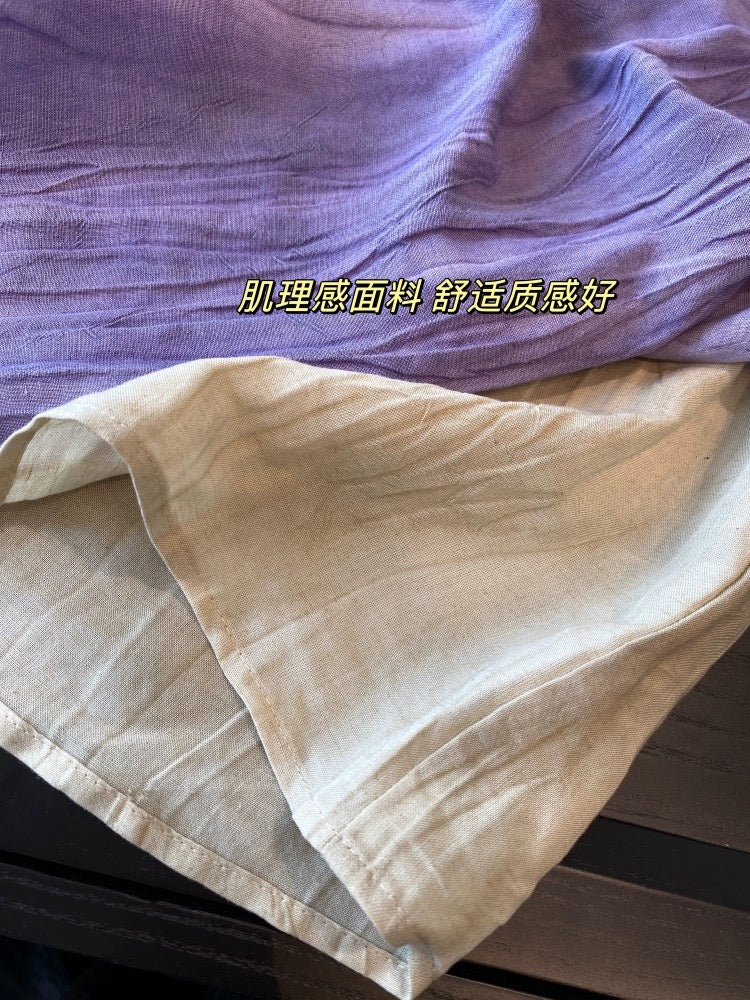 AMR UU◆Heavy Tencel Linen Breathable High-End Tie-Dye Slim Suit Vest Skirt Women's Summer New Style