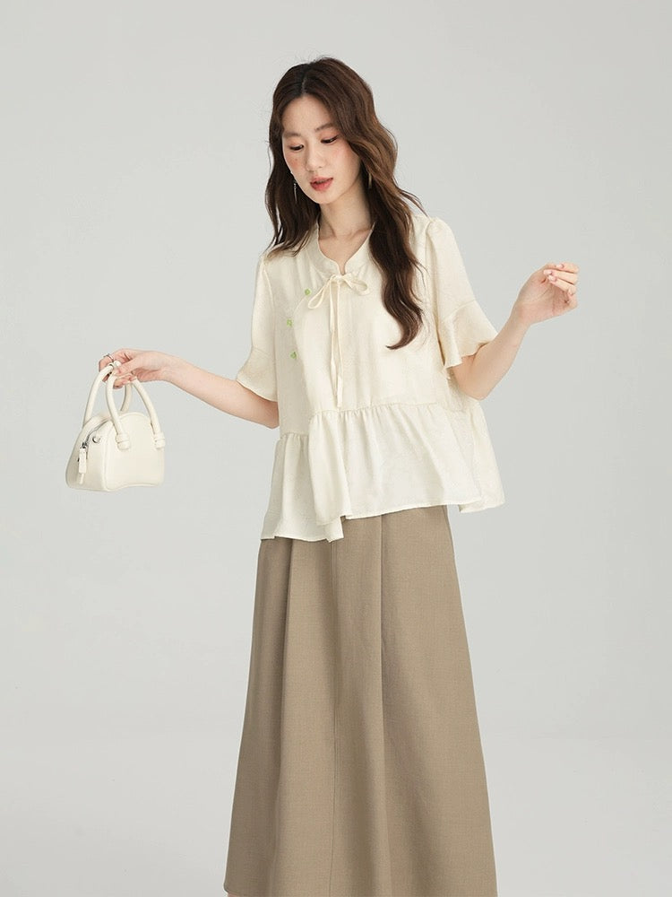 Love Rose large size new Chinese style women's national style short-sleeved shirt women's summer 2024 new fat mm doll shirt top