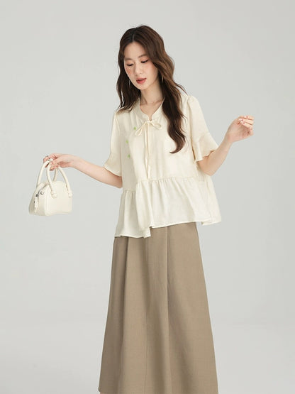 Love Rose large size new Chinese style women's national style short-sleeved shirt women's summer 2024 new fat mm doll shirt top