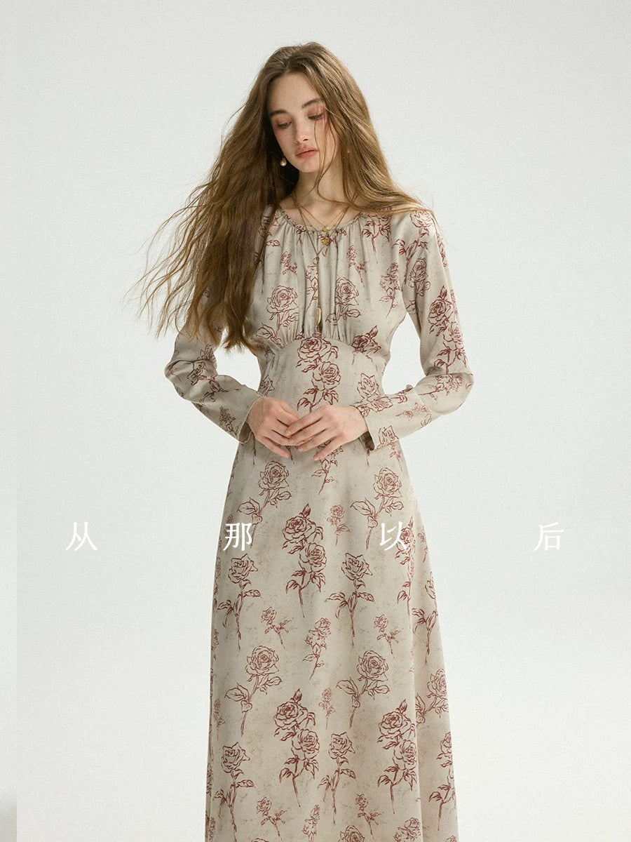 Since then, French floral dresses, long-sleeved dresses, long gray dresses, high-end long dresses for women in spring have been a popular choice.