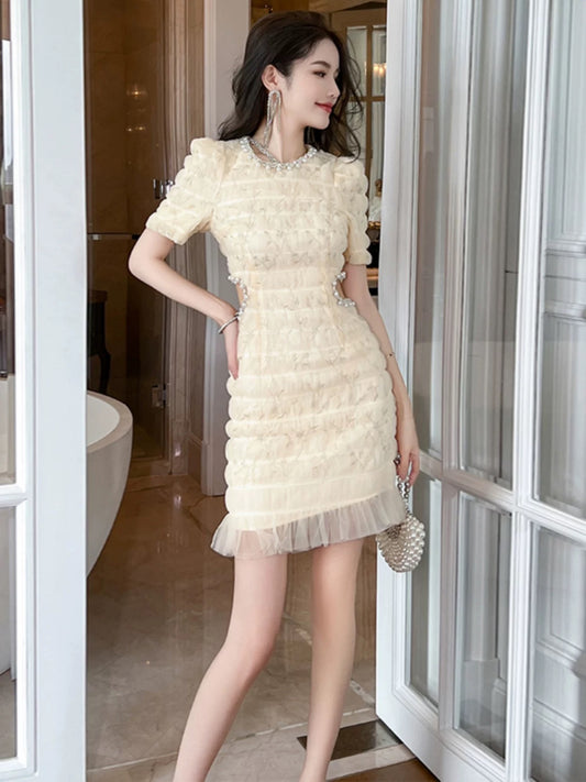 European station small fragrant dress women's summer 2024 new French style mesh design niche short skirt