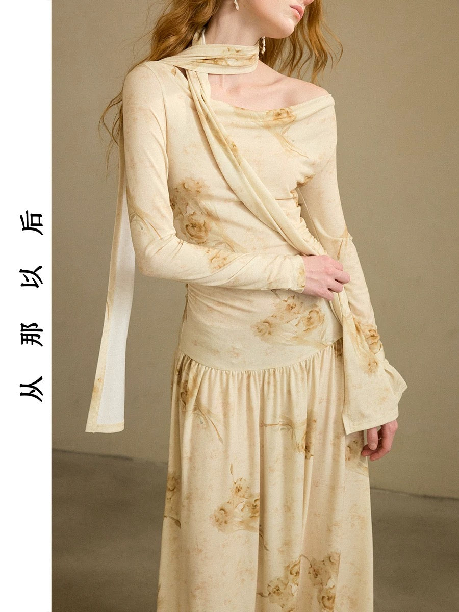 Since then, French-style retro dresses, elegant floral dresses, autumn long dresses, high-end long-sleeved dresses for women in autumn and winter have been popular.