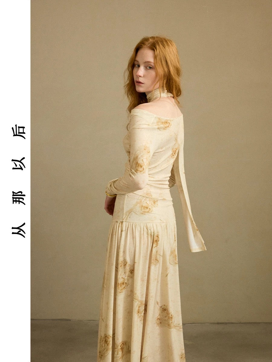 Since then, French-style retro dresses, elegant floral dresses, autumn long dresses, high-end long-sleeved dresses for women in autumn and winter have been popular.