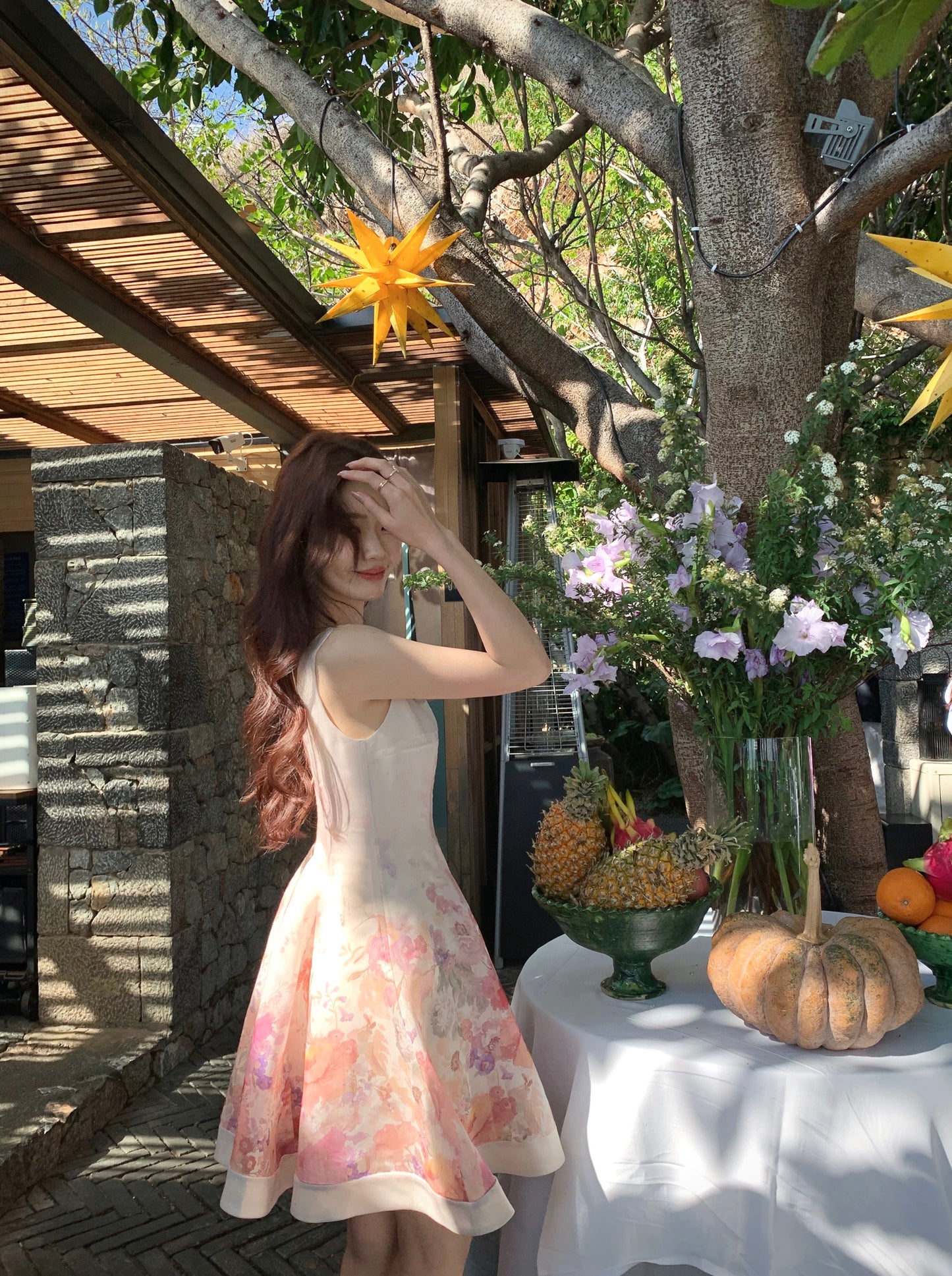 Syeee's Deeply Romantic French-Style Floral Print Dress for Summer: Elegant A-line Square Neck Dress