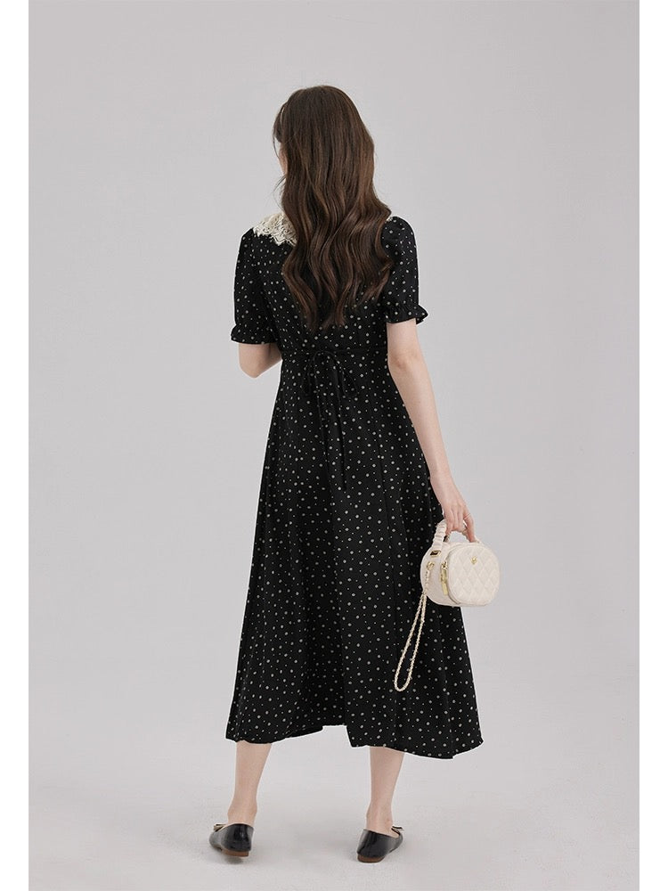 Love Rose plus size women's French fat mm tea break dress women's summer slightly fat temperament slim skirt floral long skirt