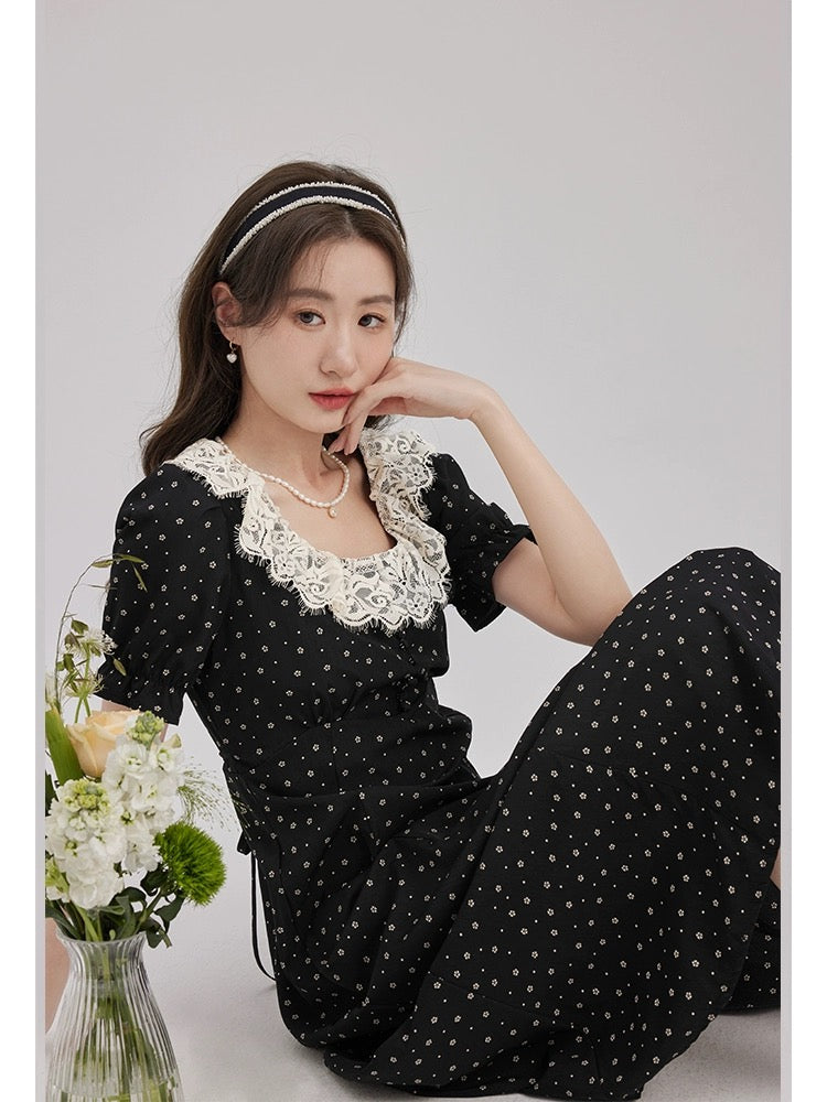 Love Rose plus size women's French fat mm tea break dress women's summer slightly fat temperament slim skirt floral long skirt