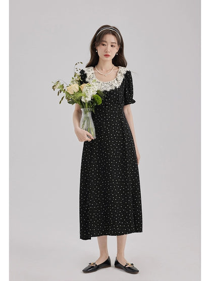 Love Rose plus size women's French fat mm tea break dress women's summer slightly fat temperament slim skirt floral long skirt