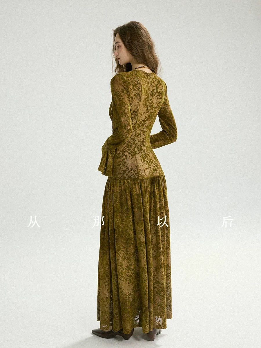Since then, French floral dresses, ruffled dresses, green long-sleeved dresses, long skirts, elegant retro outfits for women.