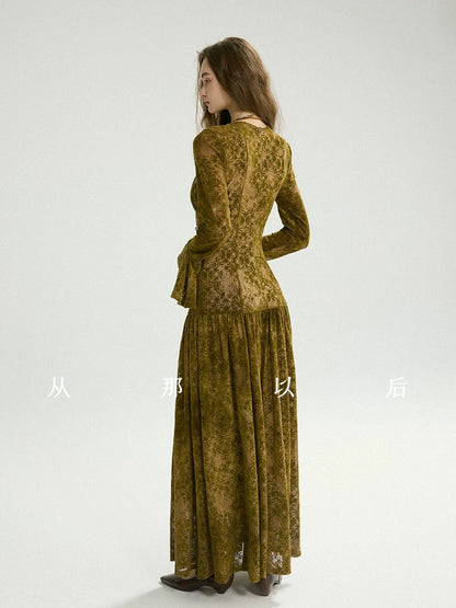Since then, French floral dresses, ruffled dresses, green long-sleeved dresses, long skirts, elegant retro outfits for women.
