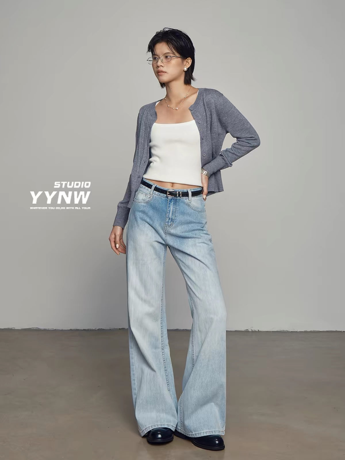 Women's Summer 2026 New High-Waisted Loose-Fit Bootcut Jeans – Vintage American Style with Gradient Wash (Non-Clinging Fit)