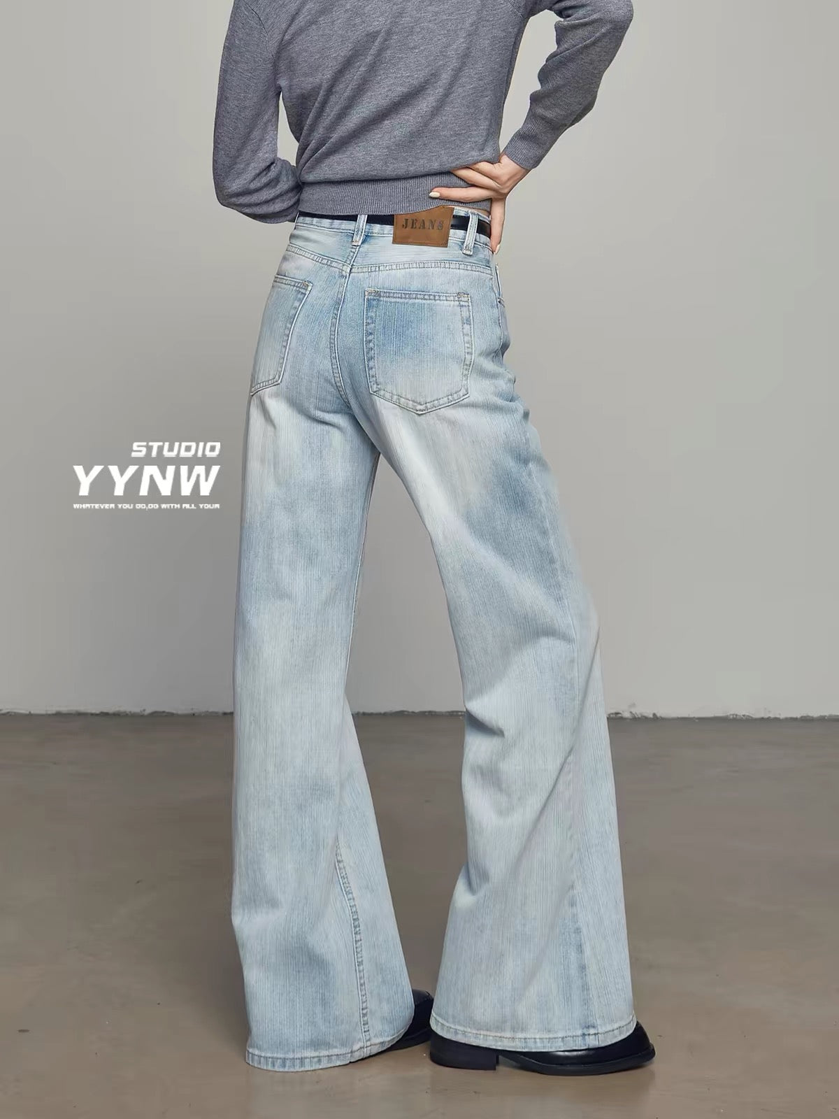 Women's Summer 2026 New High-Waisted Loose-Fit Bootcut Jeans – Vintage American Style with Gradient Wash (Non-Clinging Fit)