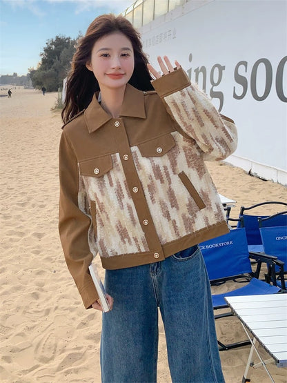 Tassel stitching workwear jacket for women spring and autumn 2025 new style unique super beautiful short popular super hot style top