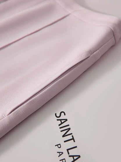 Xiaohan Pavilion Sakura Pink Fragrance Set Naia Eastman Acetate Retro Micro Profile Short Sleeve Jacket + Shorts